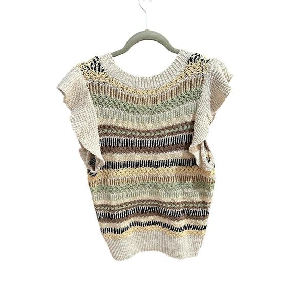 NWT $70 Grey Collective Stripe Flutter Sleeve Sweater, Sz Medium (LL-1124) - Picture 3 of 8